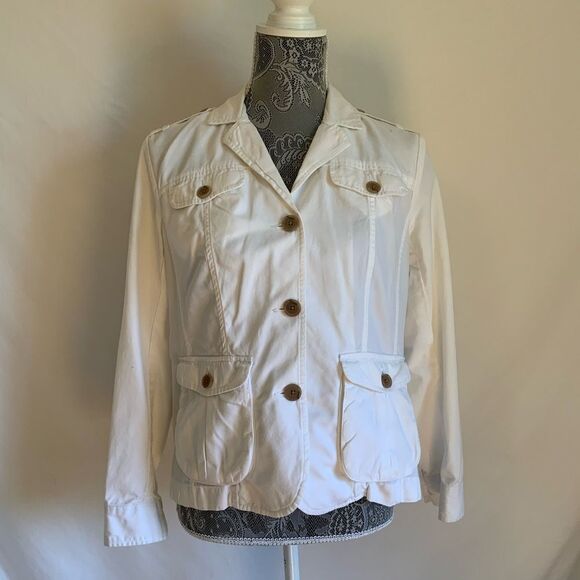 Lands' End Jackets & Blazers - Lands End White Button Down Jacket